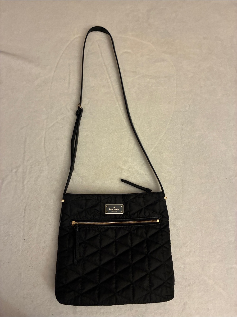 kate spade Black Quilted Crossbody with Gold Hardware